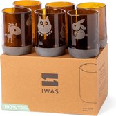 Verres à boire upcyclés, ensemble de collection d'animaux, 300 ml, 300 ml, ensemble de 6, verres à eau durables pour enfants