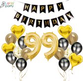 Loha-party®Folie ballon cijfer 99 -XXL cijfer 9 Gouden 99-Gouden hartje Folie ballonnen-99e verjaardag decoratie-“happy birthday”slinger-Versiering-Trouwdag-Feestpakket-Herdenkingsdag Decoratie kit-101cm（40inch）