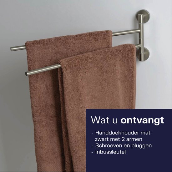 Plieger Vigo - Porte-serviettes - 2 bras - aspect acier inoxydable