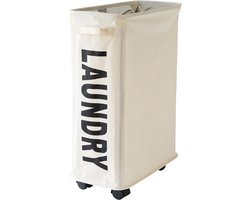 Nivard Wassorteerder - Wasmand 1 Vak - Laundry Basket - Wassorteerder Op Wieltjes - Bag - Wit