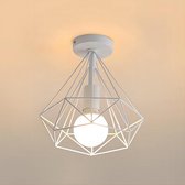 Goeco Plafondlamp - 24cm - Klein - E27 - Retro Industriële - Metaal - Wit -Lamp Niet Inbegrepen