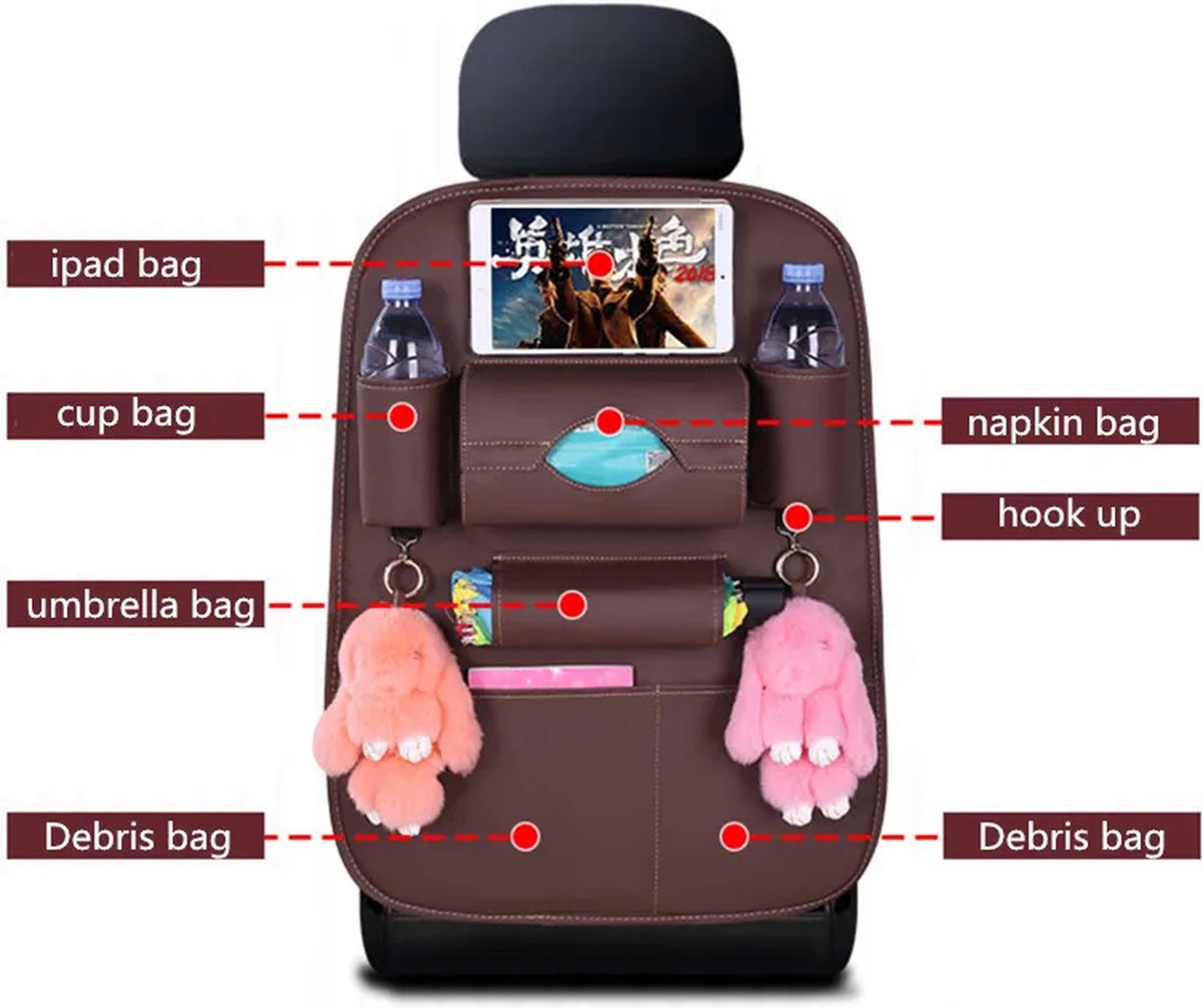 Car Seat Storage - Organizer Bag - Leer - Multifunctionele Opbergdoos - Opbergen - Opruimen - Pocket Auto Styling