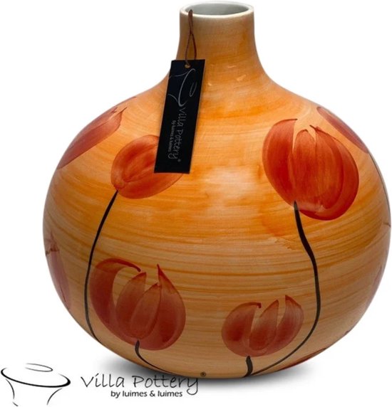 Vaas - Villa Pottery - Decoratie - Keramiek - Woondecoratie - Voorjaar - Francis 1_2 Orange/Red