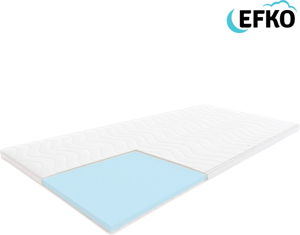 EFKO - Koudschuim topper matras 90x200 cm - Luxe wasbare hoes - voor een betere slaap en rug ondersteuning