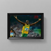 Usian Bolt Ingelijste Handtekening – 15 x 10cm In Klassiek Zwart Frame – Gedrukte handtekening – Jamaica - Wereldkampioen Hardlopen