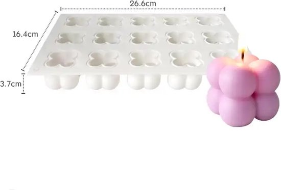 Without Lemon - 1 stuk - Siliconen Bubble's Cube Kaars Mal - 15 Kleine Kaarsen - Kaars vormen - Candle Molds - DIY