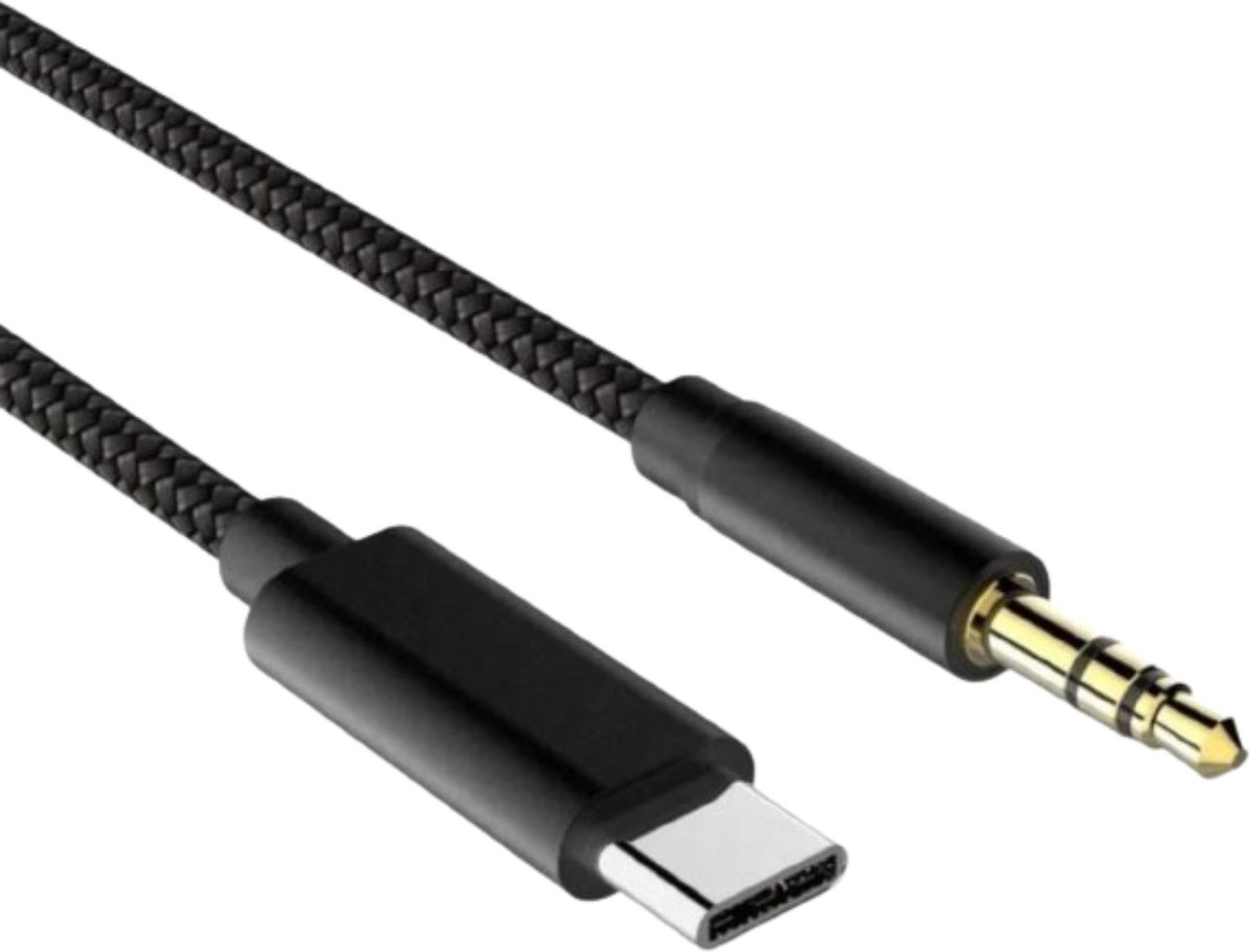 HMerch™ USB C naar AUX kabel - Jack naar USB C Auto - Audio kabel - Audiokabel AUX USB-C - USB C naar AUX - USBC 3.5 mm Headphone Kabel - Zwart