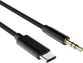 HMerch™ Câble AUX vers USB-C adapté pour iPhone et Samsung - Câble Audio Jack 3,5 mm pour voiture - Câble en nylon - 1 mètre - Zwart