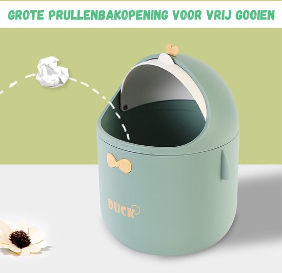 Leuke Mini Desktop Vuilnisbak, Cartoon Kat Dierlijke Vorm Prullenbak Met Schommel Deksel Mini Aanrecht Prullenbak Kleine Vuilnisbak(Blauw