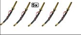 5x Luxe Ninja zwaard in schede - Sabel carnaval vecht sport goud zwart