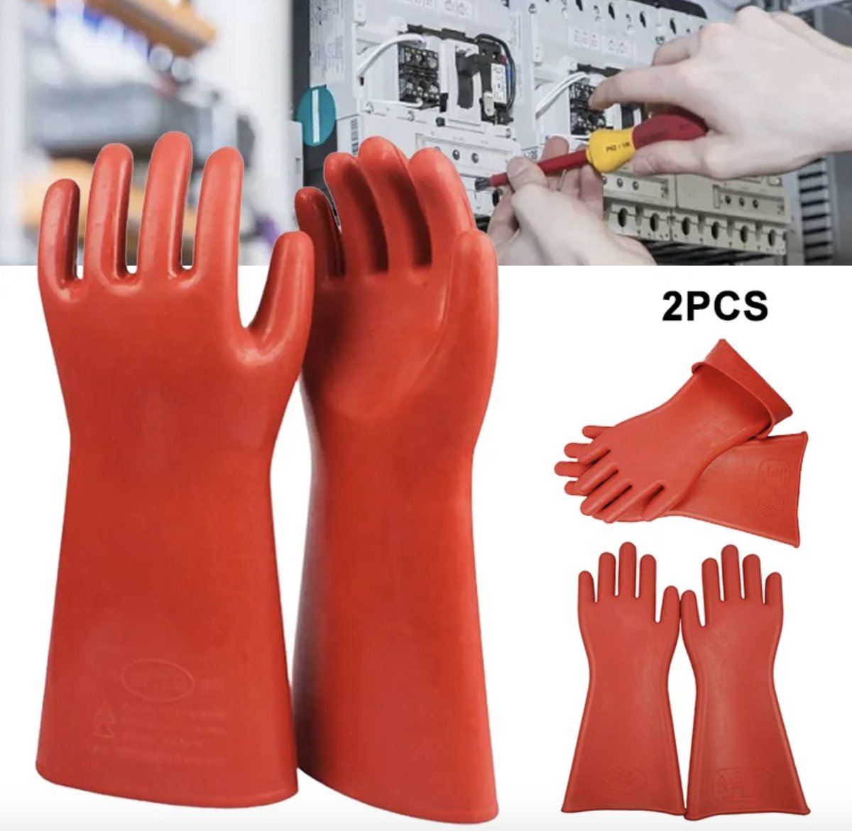 BeeSea AntiElektrische Handschoenen - Antistatisch - Elektrisch - Elektricien - Bouwvakker - Rubber - Handschoenen - Veiligheidhandschoen - Veiligheid