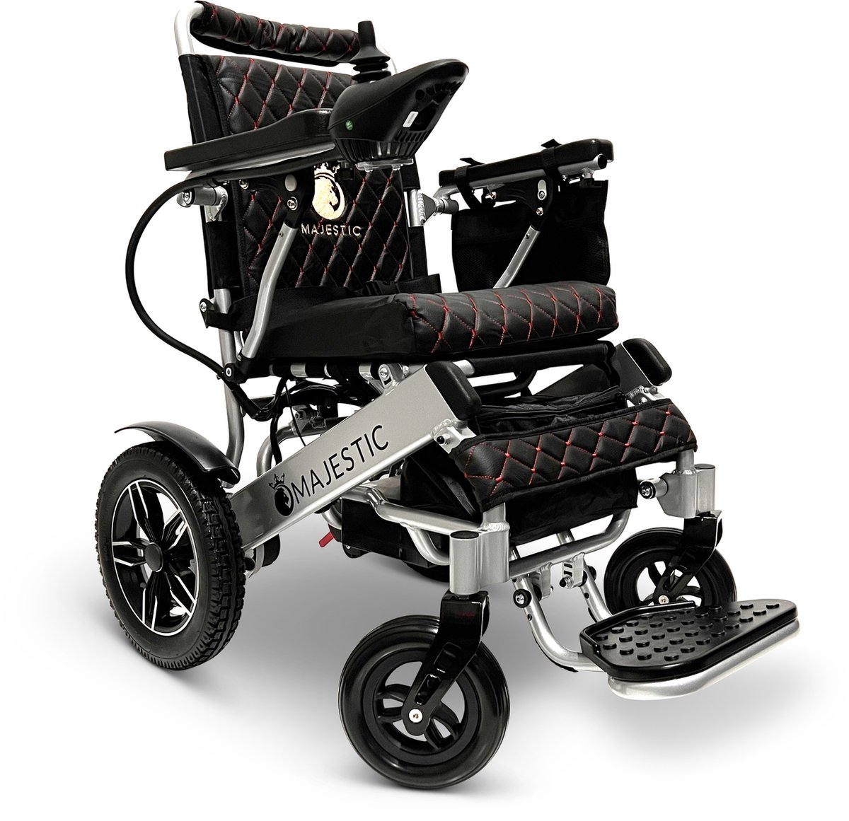 Goedkoopste COMFYGO Elektrische Rolstoel Lichtgewicht Opvouwbaar , verstelbare rugleuning, Draadloze afstandsbediening Mobiliteit Rolstoel IQ-8000/Plus, Grote Zit (51 cm), 20AH Li-ion Battery, Up to 27 km range, Zilver frame & Zwart leer textiel
