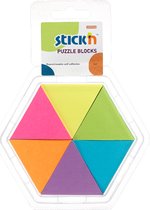 Stick'n Puzzel memoblok - 43x50mm, neon assorti 6 kleuren, 6x150 vel