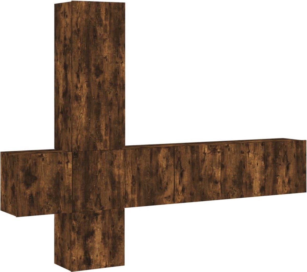 vidaXL - 5-delige - Tv-wandmeubelset - bewerkt - hout - gerookt - eikenkleurig