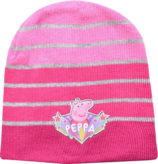 Peppa Pig Strepen Muts Junior Acryl Roze/Grijs One-size perfect cadeau