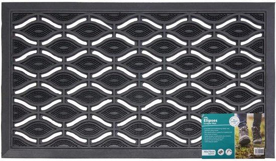 Esschert Design Vuilvangmat, deurmat in zwart van rubber, rechthoekig, maat XS, ca. 75 cm x 25 cm