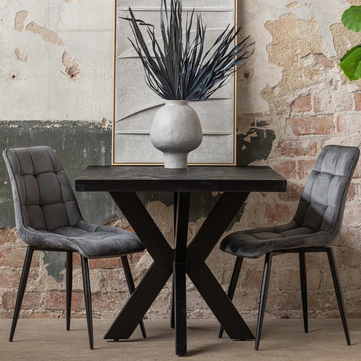 Mangohouten Eettafel Memphis Black Rechthoek 260x100 cm Mahom Industrieel - Dinertafel van Mangohout & Metaal - Industriële Eettafel