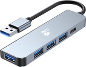 Grey Fox 5 in 1 USB Hub - USB Splitter 2.0/3.0 - USB C Type - Geschikt voor Mobiel, Laptop, Macbook en Windows