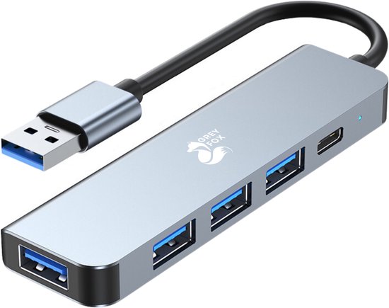 Grey Fox 5 in 1 USB Hub Type A - USB Splitter 2.0/3.0 - USB C Type - Geschikt voor Mobiel, Laptop, Macbook en Windows