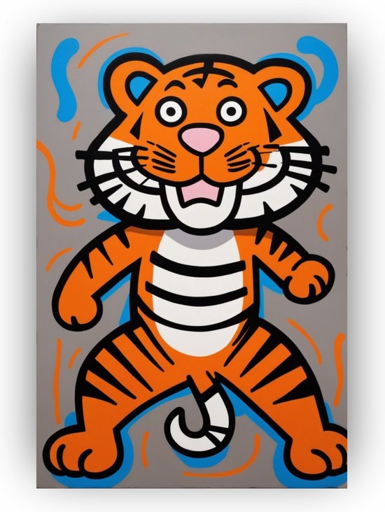 Tijger Keith Harring schilderij - Kinderkamer schilderij - Schilderij tijger - Muurdecoratie industrieel - Acrylglas schilderijen - Woondecoratie - 40 x 60 cm 5mm