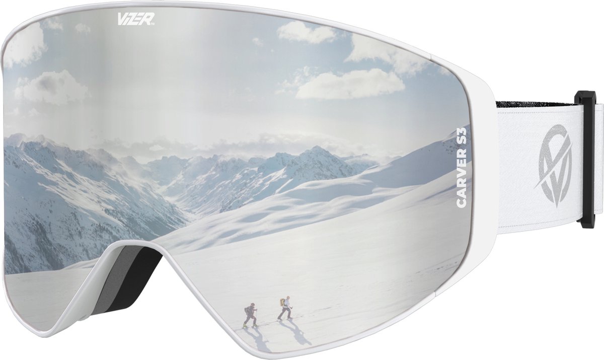 Vizer Zilver Carver - Spiegel Skibril – Magnetisch Verwisselbare Lens