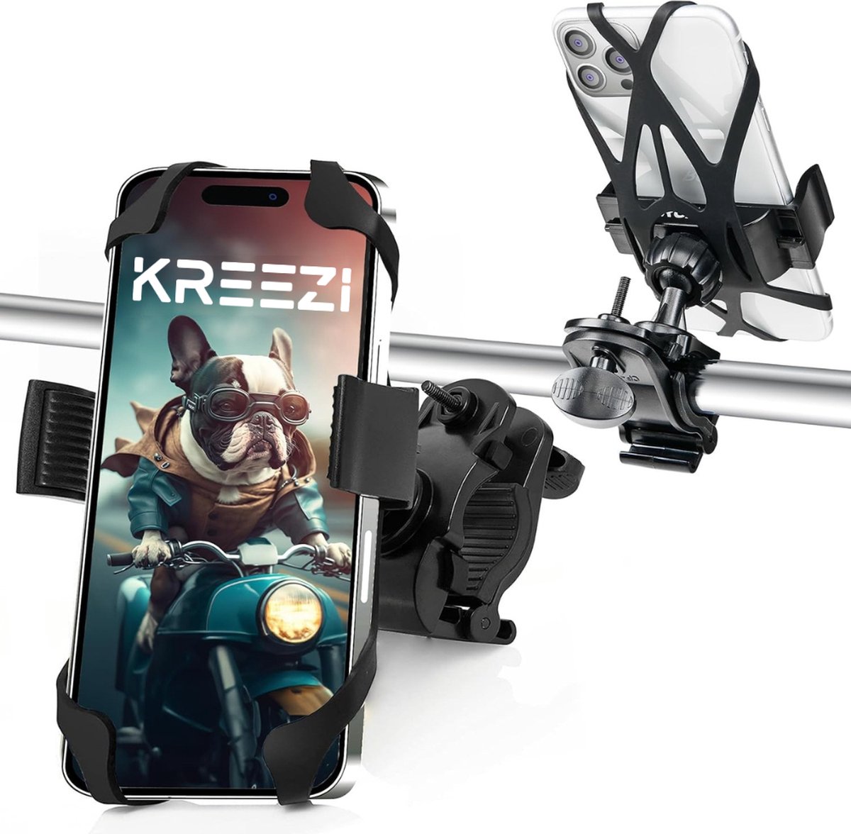 Kreezi XR12 PRO Mobiele telefoonhouder fiets tot 6.8 inch - Zwart - GSM houder - Fietshouder - Ook geschikt voor Scooter & Motor