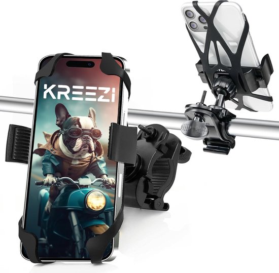 Foto: Kreezi xr12 pro mobiele telefoonhouder fiets tot 6 8 inch zwart gsm houder fietshouder ook geschikt voor scooter motor