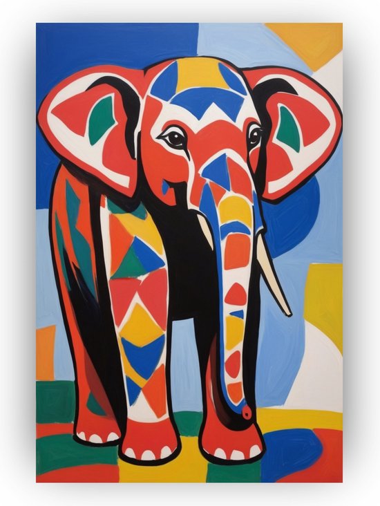 Olifant Henri Matisse stijl poster - Matisse poster - Posters olifant - Muurdecoratie modern - Slaapkamer poster - Slaapkamer decoratie - 60 x 90 cm