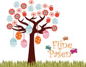 Pasen - Raamsticker - Paasboom - Fijne Pasen - 50 cm - Tekst binnenzijde