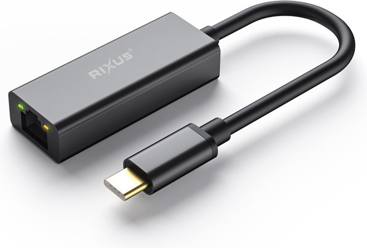 Rixus - USB-C naar 1000M Kaart RJ45 Gigabit Stuurvrij - Grijs