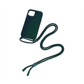 Geschikt voor Apple iPhone 14 Pro Max - hoesje - Ketting Cord Cover - Dark Green - TPU