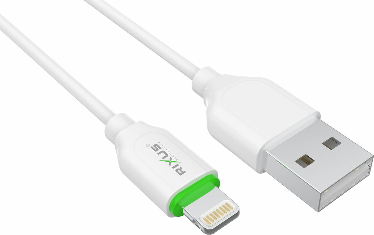 Rixus - Boost Data kabel - USB naar Lightning 100 cm - Oplaadkabel geschikt voor Apple iPhone 11/12/13/14/15 en iPad - White
