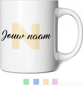 Mok met eigen naam - Gele koffiemok - Mokken / Beker met naam of tekst - Gepersonaliseerde mok - Mokken set - 350ml