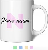 Mok met eigen naam - Roze koffiemok - Mokken / Beker met naam of tekst - Gepersonaliseerde mok - Mokken set - 350ml