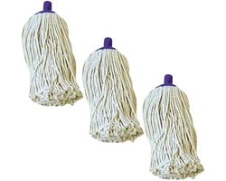 Dweilmop - katoenen parketmop - dweilhoes voor droog en nat vloeronderhoud van echt hout - set van 3 - wit - 160 g