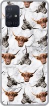 Coque Samsung Galaxy A51 5G - Highlander écossais - Vache - Marbre - Coque de téléphone en Siliconen