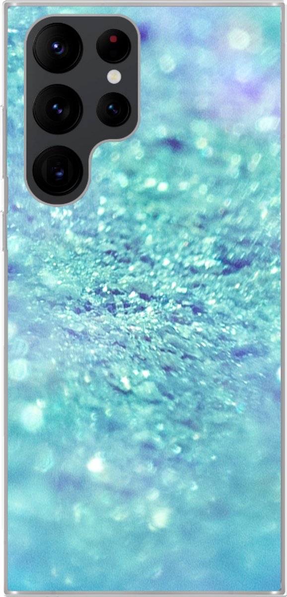 Geschikt voor Samsung Galaxy S22 Ultra hoesje - Blauw - Licht - Abstract - Siliconen Telefoonhoesje