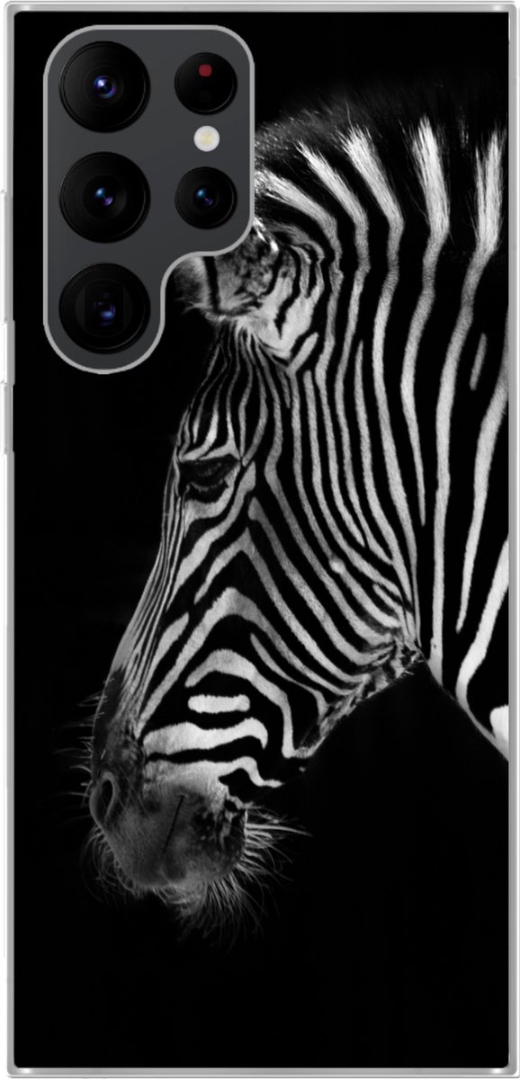 Telefoonhoesje Geschikt voor Samsung Galaxy S22 Ultra hoesje - Zebra - Wilde dieren - Zwart - Siliconen Telefoonhoesje Telefoonhoesje