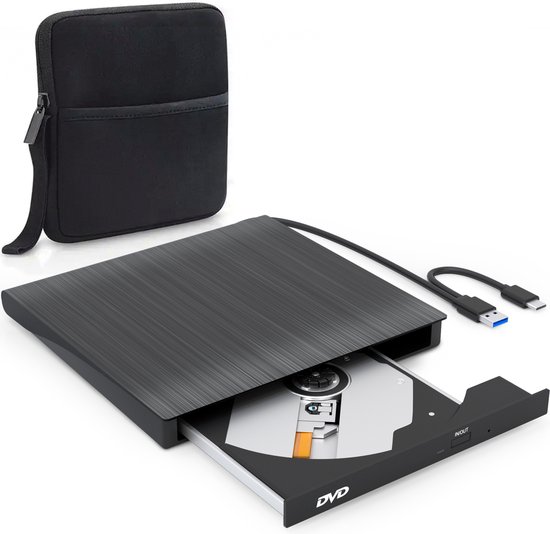 Strex Externe DVD Speler En Brander - Met Hoes - CD/DVD - Plug & Play - USB 3.0 DVD Speler - Optical Drive