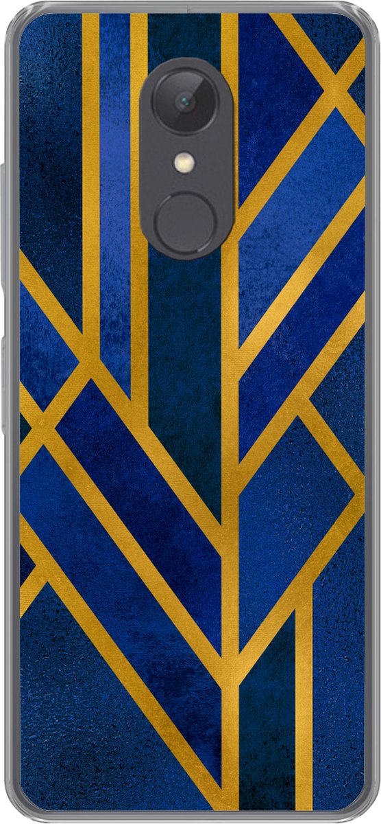 Telefoonhoesje Geschikt voor Xiaomi Geschikt voor Redmi 5 hoesje - Goud - Blauw - Luxe - Siliconen Telefoonhoesje Telefoonhoesje