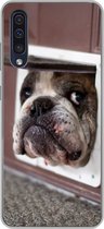 Geschikt voor Samsung Galaxy A50 hoesje - Hond - Grappig - Kattenluik - Kinderen - Jongens - Meisjes - Kids - Siliconen Telefoonhoesje