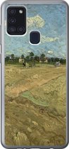 Geschikt voor Samsung Galaxy A21s hoesje - Geploegde akkers - Vincent van Gogh - Siliconen Telefoonhoesje