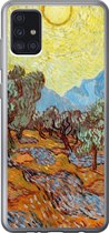 Telefoonhoesje Geschikt voor Samsung Galaxy A52 5G hoesje - Olijfbomen met gele hemel en zon - Vincent van Gogh - Siliconen Telefoonhoesje Telefoonhoesje