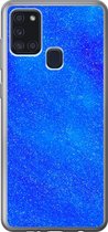 Geschikt voor Samsung Galaxy A21s hoesje - Blauw - Abstract - Design - Siliconen Telefoonhoesje