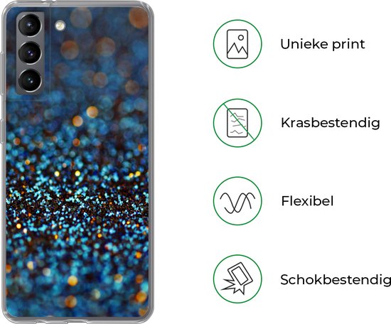 Coque Samsung Galaxy S21 - Fond délavé paillettes colorées - Siliconen - Noël - Cadeaux - Cadeaux chaussures