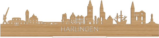 Standing Skyline Harlingen Bamboe hout - 60 cm - Woondecoratie design - Decoratie om neer te zetten en om op te hangen - Meer steden beschikbaar - Cadeau voor hem - Cadeau voor haar - Jubileum - Verjaardag - Housewarming - Interieur - WoodWideCities