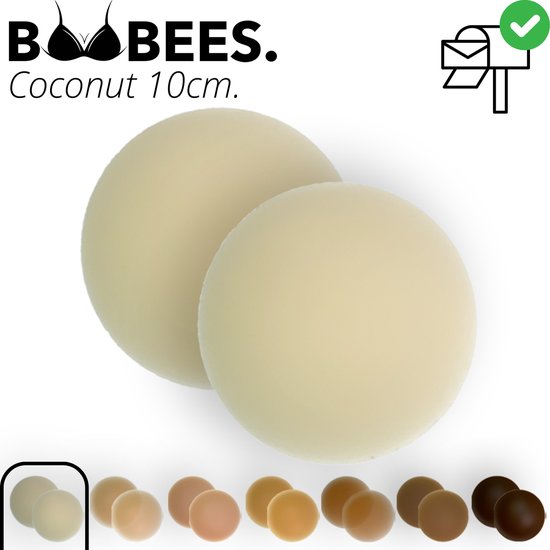 BOOBEES Nipple Covers - Tepelcovers - 10cm - Coconut - Lichte Huidskleur - Siliconen kleeflaag - Herbruikbaar - Swimproof - Onzichtbaar - 2 stuks