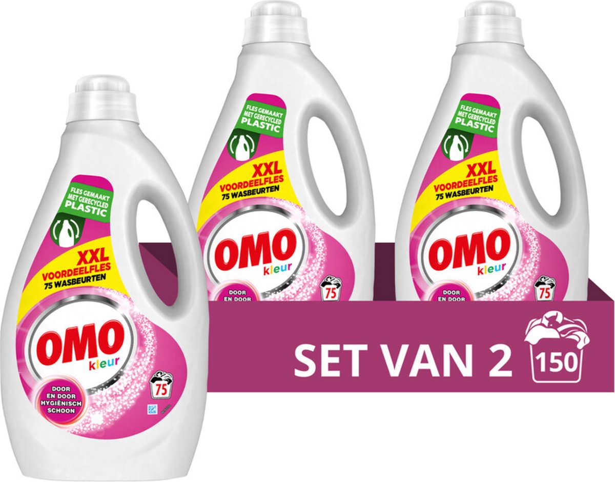 2x OMO Vloeibaar Wasmiddel Kleur 75 Wasbeurten 3750 ml