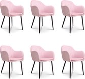 Combi Meubels Eetkamerstoel Isa roze - eetkamerstoelen set van 6 - eetkamerstoelen met armleuning - kuipstoel