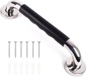 Handgreep Antislip voor Bad, Douche, Badkamer, Toilet - Wandbeugel Veiligheid Hulpmiddelen voor Ouderen - Zwart/Chrome - 30 cm